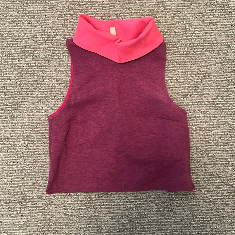 Pink and Purple Crop Turtleneck Top - Size XS